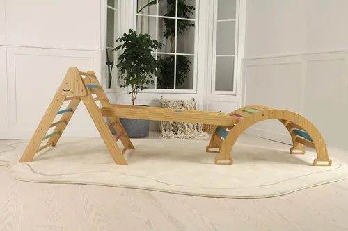 Vista 9 de Avenlur Hazel - Juego de triángulos Pikler 5 en 1, juguetes de escalada para interiores Montessori Climbing Set & Indoor Playground: Triangle