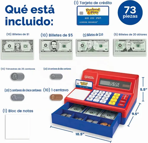 Vista 6 de Juguete de registro de calculadora de simulación y juego de recursos de aprendizaje Azul y rojo
