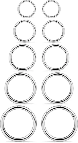 Vista 3 de Anillo de acero inoxidable 16G con bisagras de 3 a 10 unidades de 056oz para septum nariz labio cartílago tragus durmiente piercing para el cuerpo