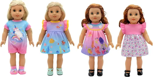Vista 8 de Paquete de 4 ropa de muñeca para muñecas de 13 a 16 pulgadas, vestido para muñecas de 13 a 16 pulgadas