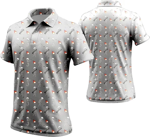 Vista 120 de Camisa de golf de los años 80 para hombre, ajuste seco, manga corta, estampada, divertidas, camisas de golf de los años 90 para hombre