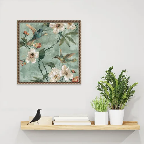 Vista 6 de Amanti Art Lienzo enmarcado para pared, 16 x 16 pulgadas, diseño floral de pájaros de una pluma II por Renee Campbell, lienzo enmarcado para pared