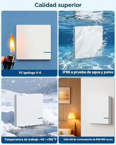 Vista 8 de Thinkbee Kit de interruptor de luz inalámbrico, interruptor de pared remoto