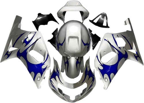 Vista 37 de Kit de carenado de llama azul negro de plástico ABS para Suzuki GSXR600 GSXR750 K1 2000-2003 Carenados GSX-R600 GSX-R750 2001 2002 2003 Inyección
