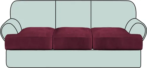 Vista 34 de Fundas de cojín de terciopelo elástico de lujo para sofá, juego de 3 piezas para sofás en forma de T, fundas antideslizantes y lavables, protector