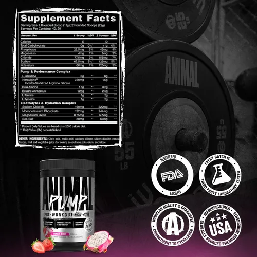 Vista 7 de Animal Pump NS - Polvo preentreno sin estimulantes para hombres y mujeres - Preentreno libre de cafeína para energía, enfoque y construcción