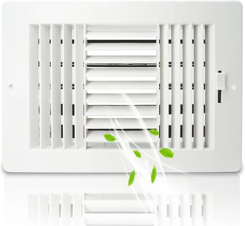 Vista 10 de Paquete de 2 rejillas de ventilación de pared de techo de 8 x 4 pulgadas (apertura de conducto) de 3 vías de ventilación de techo de plástico