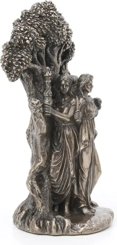 Vista 3 de Veronese Design Estatua de resina Hécate de la diosa de la luna triple de 7 1/4 pulgadas, acabado de bronce antiguo