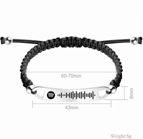 Vista 3 de Pulsera personalizada con código Spotify Song Un Coco de Singer Bad Bunny con grabado personalizado puede escanear música cuerda de código de música