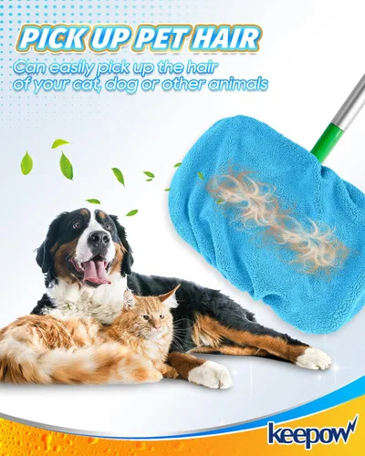 Vista 9 de KEEPOW Paños de barrido en seco reutilizables de microfibra compatibles con trapeador Swiffer, almohadillas lavables a máquina para trapeador