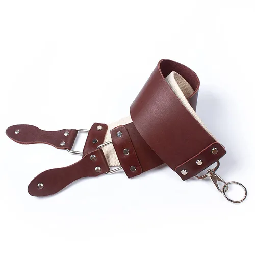 Vista 8 de Razor Strop – Barber's Latigo Leather Straight Razor Strop. Doble correa que será una gran adición para cualquier maquinilla de afeitar recta. Trazo