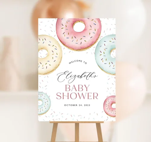Vista 15 de Editable Boy Elephant Baby Shower Welcome Sign, Blue Elephant Baby Shower Sign, Baby Shower Signs, Welcome Baby Shower Sign, Blue Floral Elephant