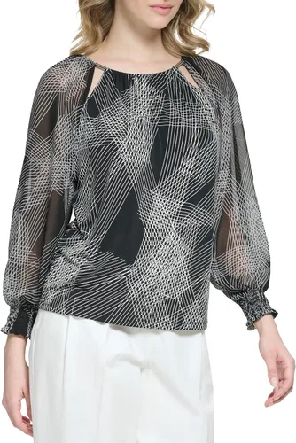 Vista 2 de Calvin Klein Women's Printed Long Sleeve Blouse