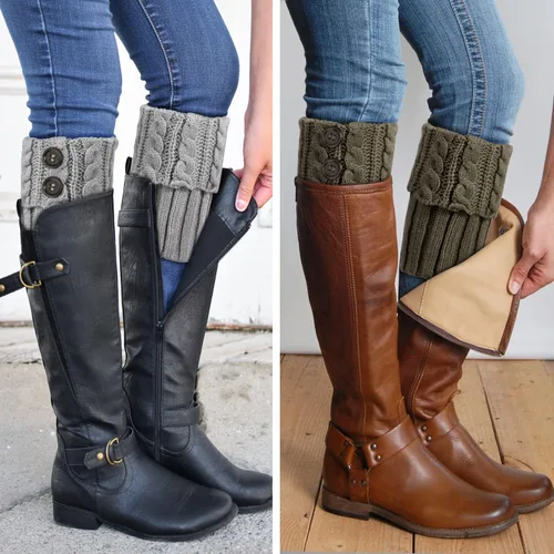 Vista 5 de PHOGARY 4 pares de calcetines de invierno cálidos para botas para mujer, calcetines de punto de ganchillo para botas para niñas, calentadores