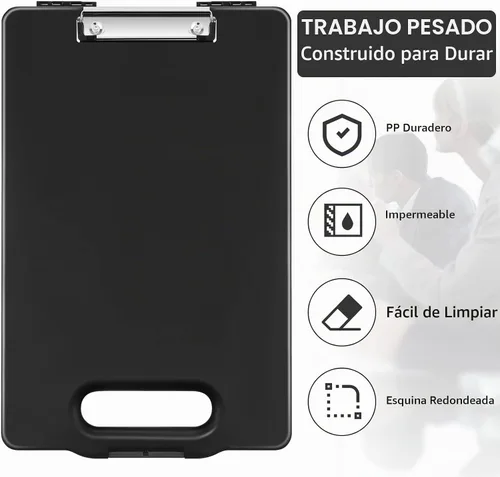 Vista 2 de Fainne Portapapeles resistente con compartimentos de plástico de almacenamiento y asa, portapapeles plegable de gran capacidad con almacenamiento
