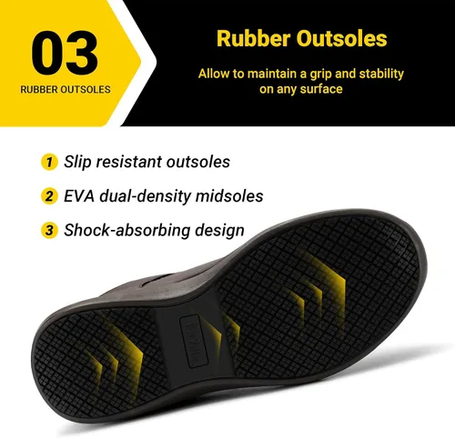 Vista 5 de FitVille Zapatos de punta de acero extra anchos para hombres, zapatos de trabajo con punta compuesta para hombres, resistentes al agua