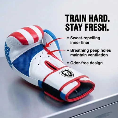 Vista 5 de Invincible Fight Gear Flag Leather Boxing Gloves Bandera de EE.UU