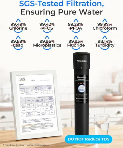 Vista 3 de Waterdrop 17UA 3 años Filtro de agua para debajo del fregadero, Sistema de filtración de agua para debajo del fregadero, Reduce PFAS, PFOA/PFOS