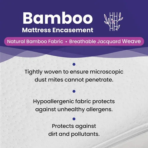 Vista 4 de Slumberfy - Protector de colchón de viscosa impermeable de tamaño individual hecho de bambú, seguro para la piel, con cremallera EZ de 360°
