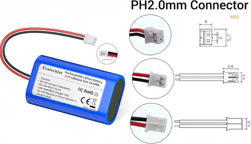 Vista 2 de Batería de iones de litio de 5200mAh 3.7v con 2.0Pin JST-PH JST 2.0/2P Plug Batería recargable Batería de litio 3.7 voltios para electrónica