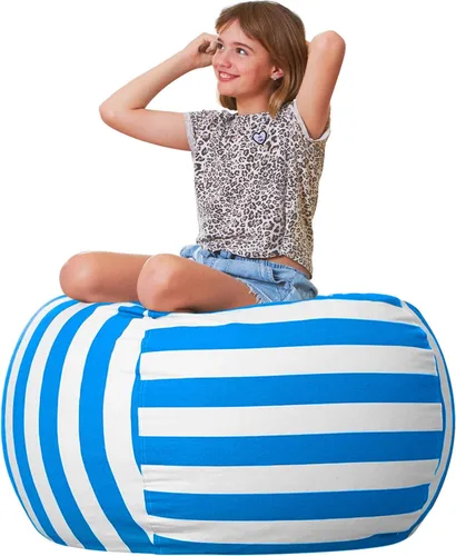 Vista 12 de Aubliss - Silla de almacenamiento para peluches en forma de puf (Estrella Aqua, Mediana (32"))