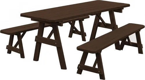 Vista 11 de Furniture Barn USA Pine - Mesa tradicional de 4 pies con 2 bancos, color negro