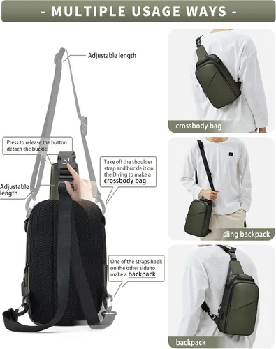 Vista 7 de SEAFEW Mochilas tácticas.., A-verde, Mochilas Sling