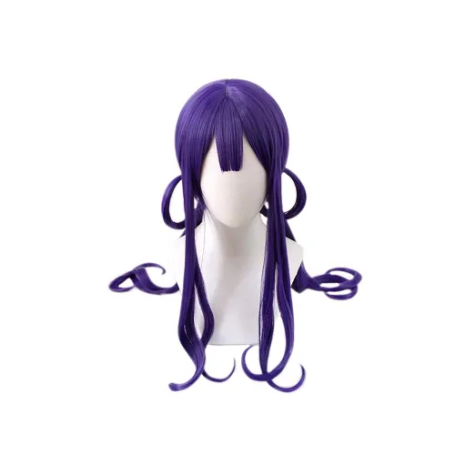 Vista 5 de C-ZOFEK Akane Aoi - Peluca larga de cabello rizado trenzado morado para mujer, anime de Halloween (morado)