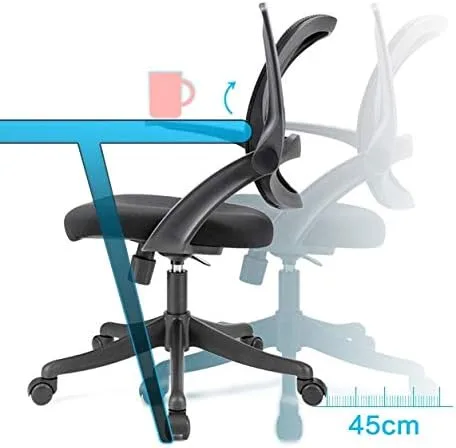 Vista 4 de Silla de oficina ergonómica con asiento de malla transpirable, silla de computadora con altura de asiento ajustable y respaldo reclinable