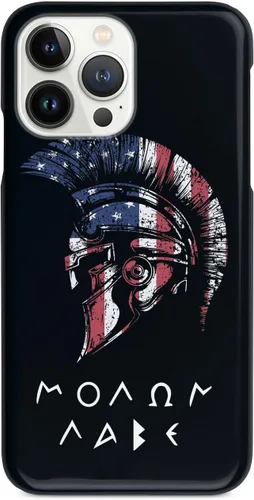 Vista 10 de Inspired Cases - Compatible con iPhone Xs Max - Funda protectora con textura 3D para Apple iPhone Xs Max - Bandera americana - Spartan - Molon Labe