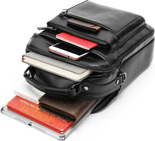 Vista 5 de NIUCUNZH Bolso bandolera pequeño de cuero genuino para hombre, bolso bandolera para hombre