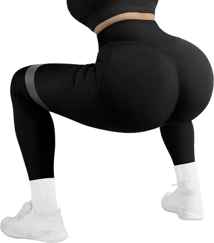 Vista 6 de SUUKSESS - Leggings acanalados de tiro alto y sin costuras para mujer, pantalones deportivos de yoga para gimnasio y entrenamiento