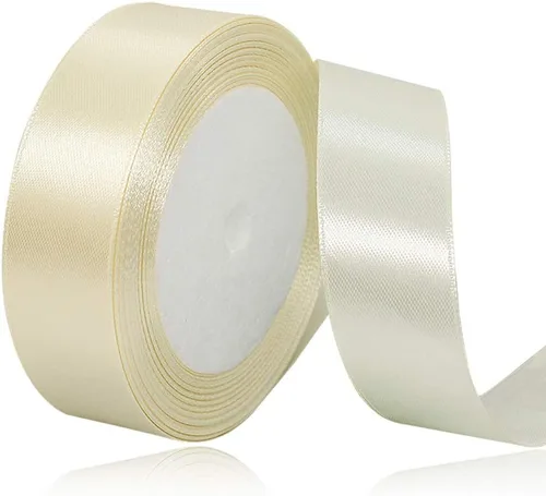 Vista 31 de Cinta de Satén Beige de Color Sólido, 1-1/2 Pulgadas x 25 Yardas, Cinta de Satén de Tela para Envolver Regalos, Manualidades, Hacer Lazos