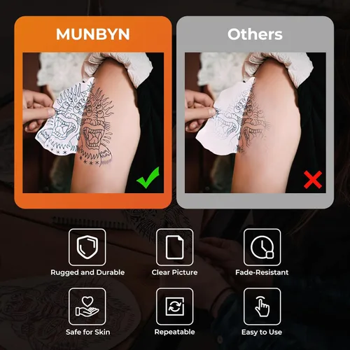 Vista 3 de MUNBYN ITP871 Papel de transferencia de tatuajes 50 hojas A4 Papel