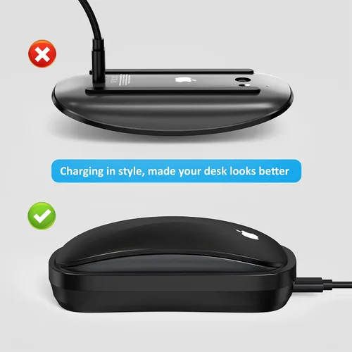 Vista 11 de HONKID Estación de carga inalámbrica para Magic Mouse 2, teléfono móvil QI y AirPods, carga de doble cara, base de carga inalámbrica 3 en 1, cable