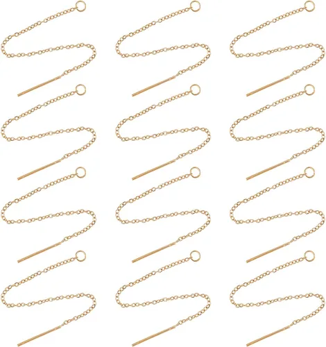 Vista 8 de UNICRAFTALE 40 piezas de 3.543 in, 2 colores, hilos de oreja de acero inoxidable, aretes colgantes de cadena larga con lazo para hacer aretes