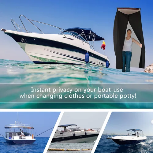 Vista 3 de TT MOTOR Tienda de campaña de privacidad para barcos, cortina de privacidad para pontones, pontón, barco, tienda de campaña de privacidad colgante