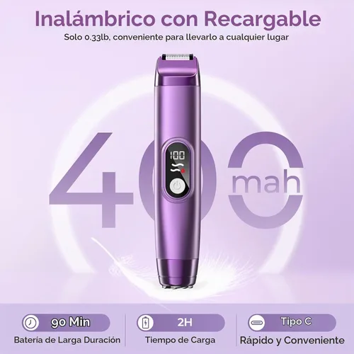 Vista 7 de Recortadora de bikini para mujer, maquinilla de afeitar eléctrica 2 en 1 y afeitadora de bikini