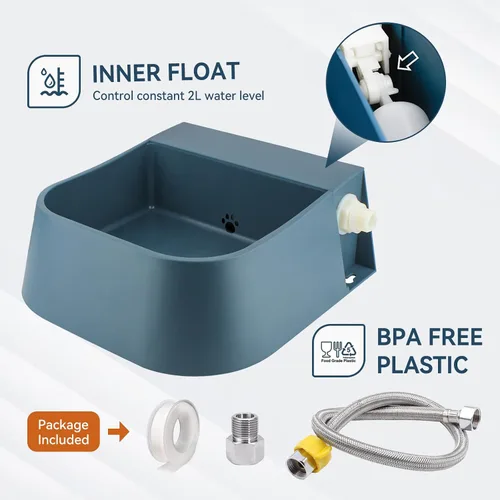 Vista 2 de Cuenco de agua automático para perro para grifo macho GHT de 3/4 pulgadas, dispensador de agua de llenado automático para exteriores de 2 litros