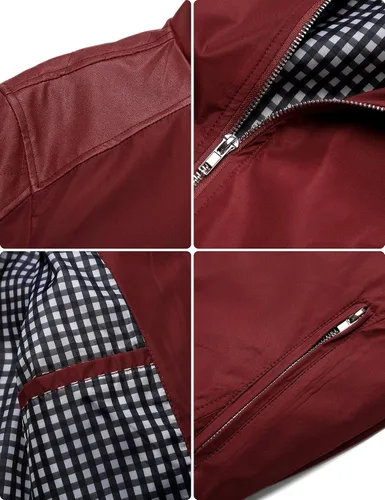 Vista 4 de springrain chaqueta para hombre Casual cuello delgado mangas de cuero