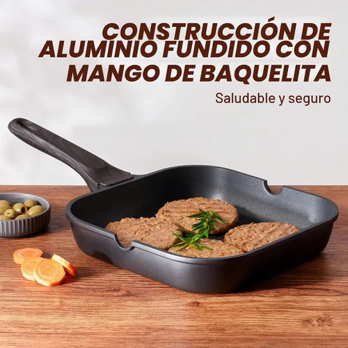 Vista 8 de SENSARTE Sartén antiadherente para estufas, plancha versátil con boquillas de vertido, superficie de cocción grande cuadrada, sartén duradera
