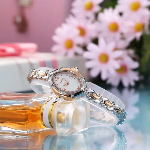 Vista 4 de TIME100 Womens Watches Bracelet Dial Ladies Fashion Dress Quartz Wrist Watch Oval Square Round Mini Women Watch Waterproof