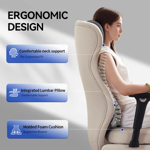 Vista 8 de EMIAH Silla de oficina ergonómica con reposapiés, silla de oficina reclinable con brazos ajustables y reposacabezas, silla de juegos de respaldo