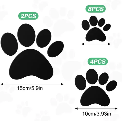Vista 2 de Tenare 14 calcomanías de espejo con estampado de patas de perro, calcomanías de espejo acrílico, removibles, decoración de pared para baño, sala