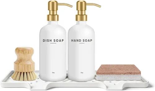 Vista 3 de Shampoo and Conditioner Dispenser - Shower Soap Dispenser Wall Mounted Bathroom Stainless Pump-transparent