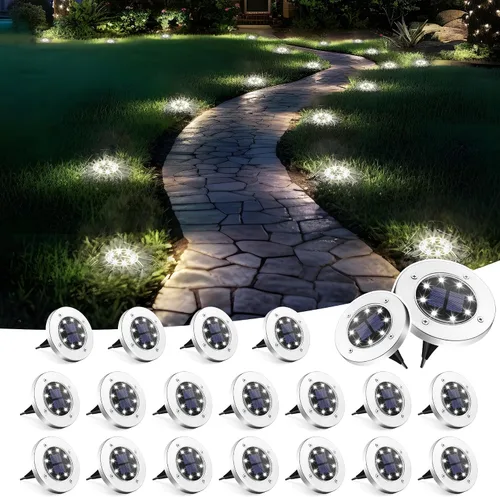 Vista 11 de SOLPEX Luces solares impermeables para exteriores, paquete de 8 luces solares para suelo, luces solares de jardín, iluminación de paisaje