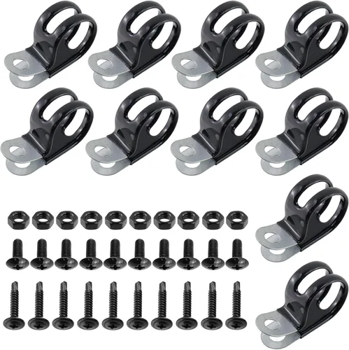Vista 26 de Antrader Clips de cable tipo R, abrazaderas de cable de 0.12 pulgadas con tornillos, acero inoxidable 304, 100