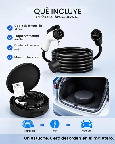 Vista 9 de Cable de extensión WenStorm 50A 30 pies J1772 EV, cable de extensión de cargador EV de nivel 2, cable de extensión EV de 240V de servicio pesado