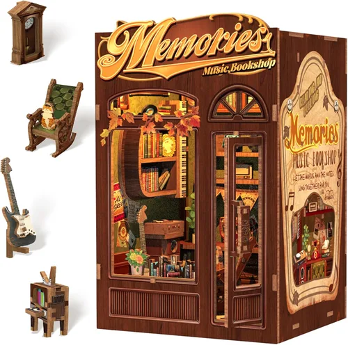 Vista 12 de CUTEBEE Kit de construcción de modelos de madera 3D, caja de música, kit de diorama de bricolaje con luz LED, música, humo de atomización, potencia
