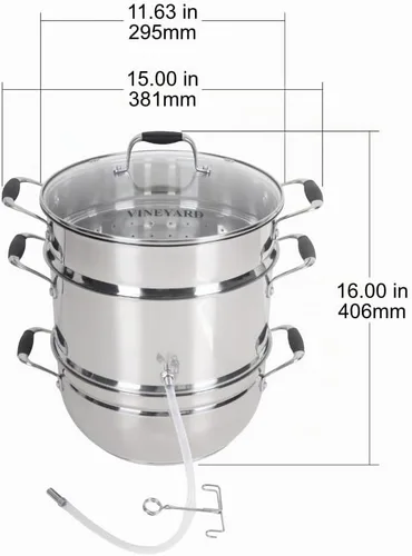 Vista 5 de Victorio VKP1150 – Juguera a vapor de acero inoxidable con tapa de vidrio templado